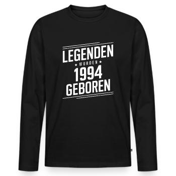 Legenden Wurden 1994 Geboren - Männer Premium Bio Langarmshirt - Schwarz - Vorne - Nico (187cm)