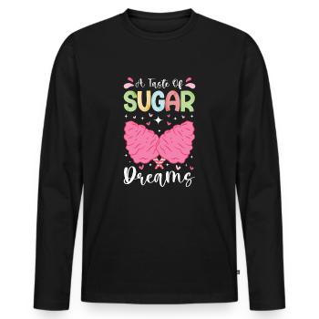 Cotton candy fairground funfair sweets - Men's Premium Organic Long Sleeve Shirt - black - Front - Nico (187cm)