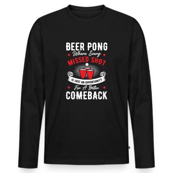 Beer Pong Champion Beer Pong Comeback Tournament - T-shirt manches longues Premium bio Homme - noir - Devant - Nico (187cm)