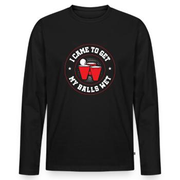 Beer pong, tournoi, fête de la bière, boire de la bière, cadeau - T-shirt manches longues Premium bio Homme - noir - Devant - Nico (187cm)