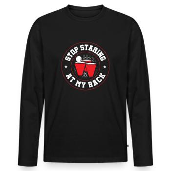 Arrêtez de regarder mon rack - Beer Pong Wisdom - T-shirt manches longues Premium bio Homme - noir - Devant - Nico (187cm)