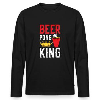 Beer Pong King - Männer Premium Bio Langarmshirt - Schwarz - Vorne - Nico (187cm)