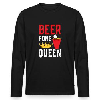 Beer Pong Queen - Männer Premium Bio Langarmshirt - Schwarz - Vorne - Nico (187cm)