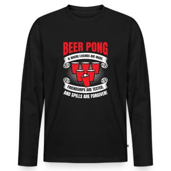 Bierpong Freundschaft Bierpong Team Bierparty - Männer Premium Bio Langarmshirt - Schwarz - Vorne - Nico (187cm)