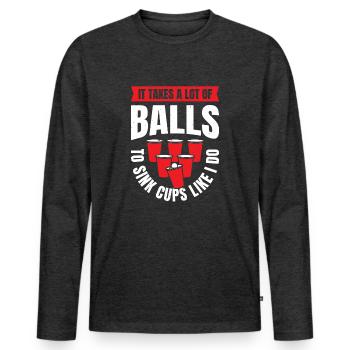 Beer Bong Crew Balls Sink Beer Pong Tournament - Men's Premium Organic Long Sleeve Shirt - heather anthracite - Front - Nico (187cm)