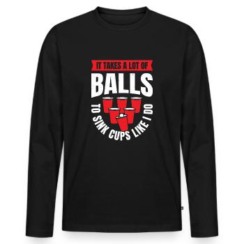Bierbong Crew Bälle Sinken Bier Pong Turnier - Männer Premium Bio Langarmshirt - Schwarz - Vorne - Nico (187cm)