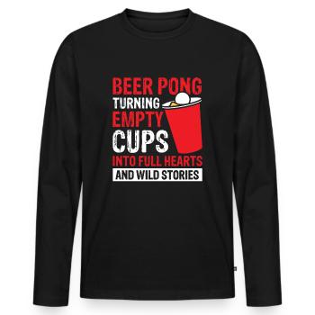 Beer Pong Turning Empty Cups Into Full Hearts - Männer Premium Bio Langarmshirt - Schwarz - Vorne - Nico (187cm)