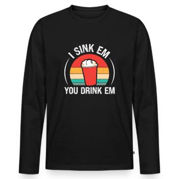 Vintage Beer Pong Retro bière Boire Cadeau - T-shirt manches longues Premium bio Homme - noir - Devant - Nico (187cm)