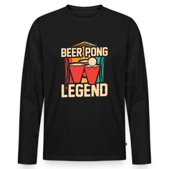 Beer Pong Legend - Retro Bierpong Trinkspiel - Männer Premium Bio Langarmshirt - Schwarz - Vorne - Nico (187cm)