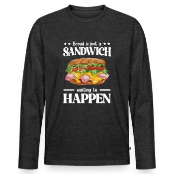 Sandwichliebhaber Lustig Sandwich Toasts Geschenk - Männer Premium Bio Langarmshirt - Anthrazit meliert - Vorne - Nico (187cm)