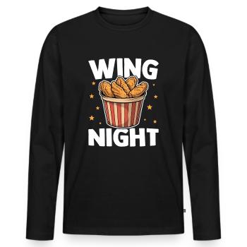 Funny Wing Night Chicken Wings Crispy Wings - Men's Premium Organic Long Sleeve Shirt - black - Front - Nico (187cm)
