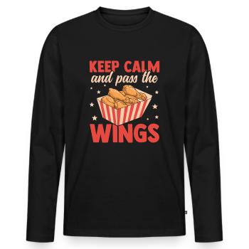 Crispy Wings Hot Chicken Wings - Men's Premium Organic Long Sleeve Shirt - black - Front - Nico (187cm)
