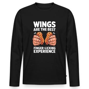 Funny Chicken Wings Spurch Crispy Wings - Men's Premium Organic Long Sleeve Shirt - black - Front - Nico (187cm)