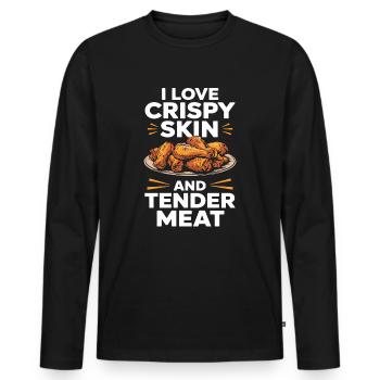 Chicken Wings Lover Crispy Skin Tender Meat - Men's Premium Organic Long Sleeve Shirt - black - Front - Nico (187cm)