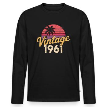 Vintage, 1961, Rétro, Coucher de soleil - T-shirt manches longues Premium bio Homme - noir - Devant - Nico (187cm)
