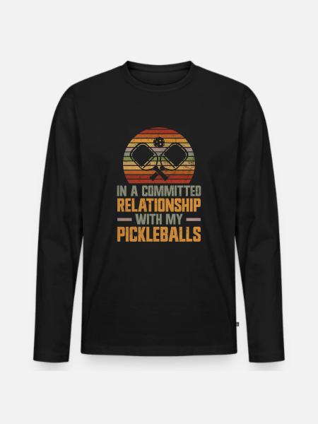 Funny Pickleball Gift - Men's Premium Organic Long Sleeve Shirt - black