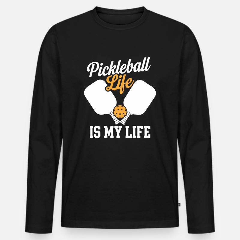 Pickleball Leben - Männer Premium Bio Langarmshirt - Schwarz