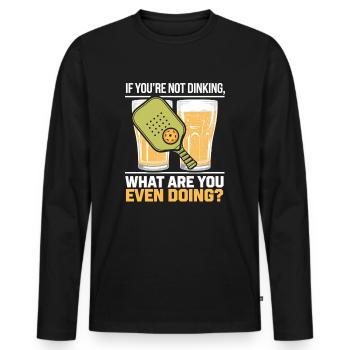 Funny Pickleball Alcohol Beer Drinker Ball Sports - Men's Premium Organic Long Sleeve Shirt - black - Front - Nico (187cm)