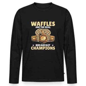 Waffles Are The Real Breakfast Champions - Men's Premium Organic Long Sleeve Shirt - black - Front - Nico (187cm)