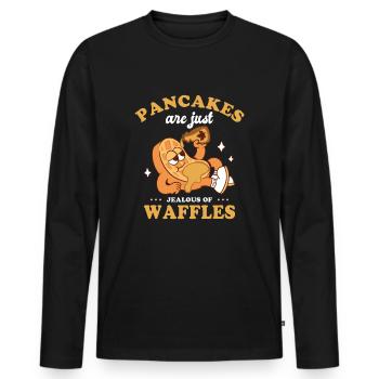 Belgian Pancakes Waffle Gift Waffle Chef - Men's Premium Organic Long Sleeve Shirt - black - Front - Nico (187cm)