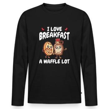Breakfast Waffles - Waffle and Syrup Lovers - Men's Premium Organic Long Sleeve Shirt - black - Front - Nico (187cm)