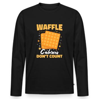 Funny Waffle Vendor Fast Food Gift - Men's Premium Organic Long Sleeve Shirt - black - Front - Nico (187cm)