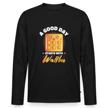 Funny Waffle Costume Candy Waffles - Men's Premium Organic Long Sleeve Shirt - black - Front - Nico (187cm)