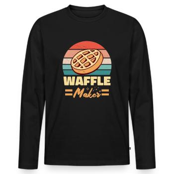 Waffle Maker Breakfast Pancake Baking Fans - Men's Premium Organic Long Sleeve Shirt - black - Front - Nico (187cm)