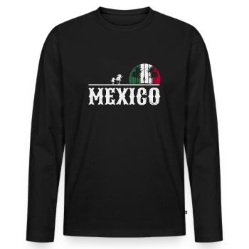 Mexico Retro Latin America Mexican Flag - Men's Premium Organic Long Sleeve Shirt - black - Front - Nico (187cm)