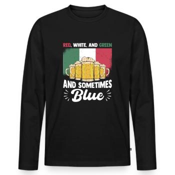 Fiesta mexicaine Siesta Rouge Blanc Vert Bleu - T-shirt manches longues Premium bio Homme - noir - Devant - Nico (187cm)