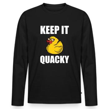 Keep It Quacky - Gummientchen Rubber Duck Duckie - Men's Premium Organic Long Sleeve Shirt - black - Front - Nico (187cm)
