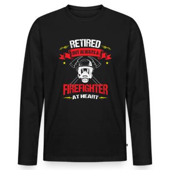 Retirement Always Fire Fighter At Heart Retiree - Men's Premium Organic Long Sleeve Shirt - black - Front - Nico (187cm)
