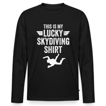 Lucky Lucky Charm shirt cool saut en parachute - T-shirt manches longues Premium bio Homme - noir - Devant - Nico (187cm)