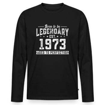 Legendary since 1973 - Men's Premium Organic Long Sleeve Shirt - black - Front - Nico (187cm)