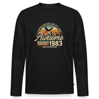 Awesome since 1983 Vintage Vintage Birthday - Men's Premium Organic Long Sleeve Shirt - black - Front - Nico (187cm)
