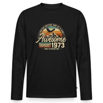 Awesome since 1973 Vintage Jahrgang Geburtstag - Männer Premium Bio Langarmshirt - Schwarz - Vorne - Nico (187cm)