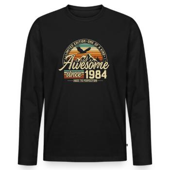 Awesome since 1984 Vintage Vintage Birthday - Men's Premium Organic Long Sleeve Shirt - black - Front - Nico (187cm)