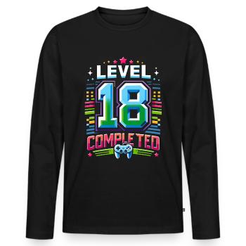 18e anniversaire rétro niveau 18 ans fête - T-shirt manches longues Premium bio Homme - noir - Devant - Nico (187cm)