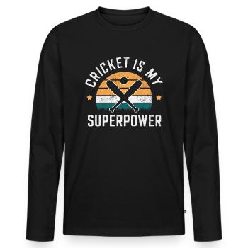 Le cricket est mon superpouvoir - T-shirt manches longues Premium bio Homme - noir - Devant - Nico (187cm)