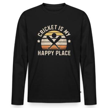 Le cricket est mon endroit préféré - T-shirt manches longues Premium bio Homme - noir - Devant - Nico (187cm)