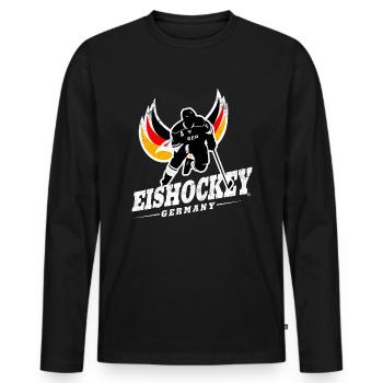 DEUTSCHLAND EISHOCKEY TEAM GERMANY ADLER - Männer Premium Bio Langarmshirt - Schwarz - Vorne - Nico (187cm)