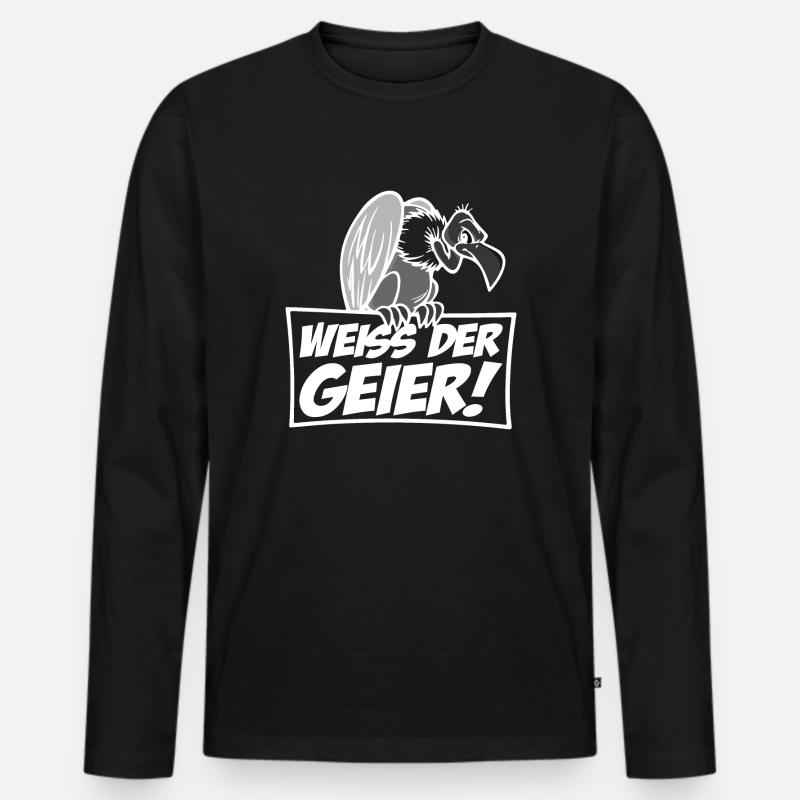 Weiss der Geier - Männer Premium Bio Langarmshirt - Schwarz