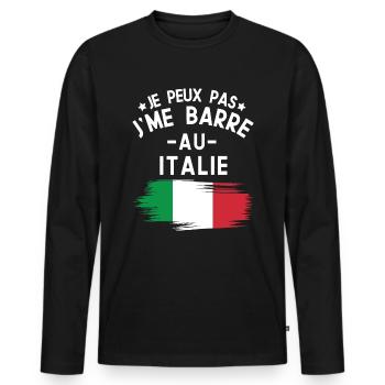 Je Peux Pas J'me Barre Au Italie Vacances - T-shirt manches longues Premium bio Homme - noir - Devant - Nico (187cm)