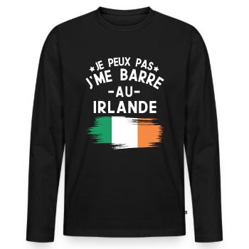 Je Peux Pas J'me Barre Au Irlande Vacances - T-shirt manches longues Premium bio Homme - noir - Devant - Nico (187cm)