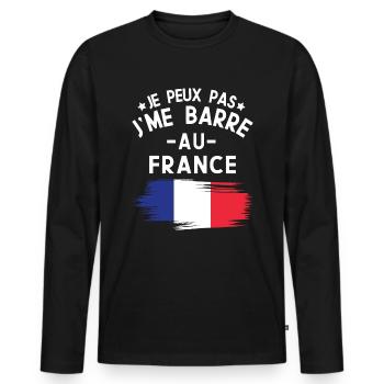 Je Peux Pas J'me Barre Au France Vacances - T-shirt manches longues Premium bio Homme - noir - Devant - Nico (187cm)