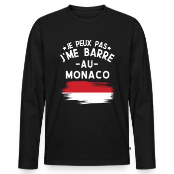 Je Peux Pas J'me Barre Au Monaco Vacances - T-shirt manches longues Premium bio Homme - noir - Devant - Nico (187cm)