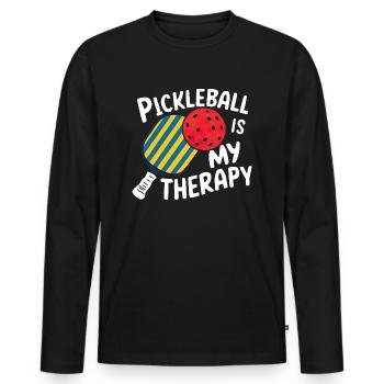 Pickleball Is My Therapy - Männer Premium Bio Langarmshirt - Schwarz - Vorne - Nico (187cm)