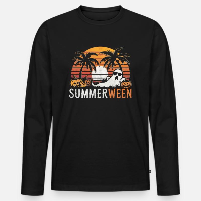 Summerween Geist - Männer Premium Bio Langarmshirt - Schwarz