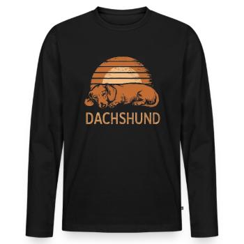 Dachshund Vintage Sunset - Männer Premium Bio Langarmshirt - Schwarz - Vorne - Nico (187cm)
