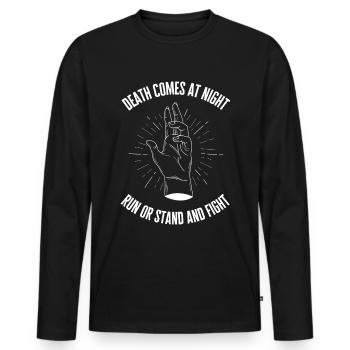 metal gothic hand death night saying gift - Men's Premium Organic Long Sleeve Shirt - black - Front - Nico (187cm)